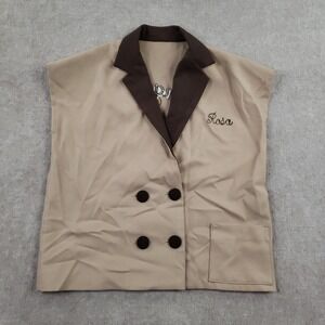 Vtg Rolling Twenty Bowling Club Detroit‎ Shirt Womens Large Tan Brown Sleeveless